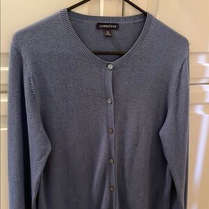 Lands' End Blue Cardigan Sweater